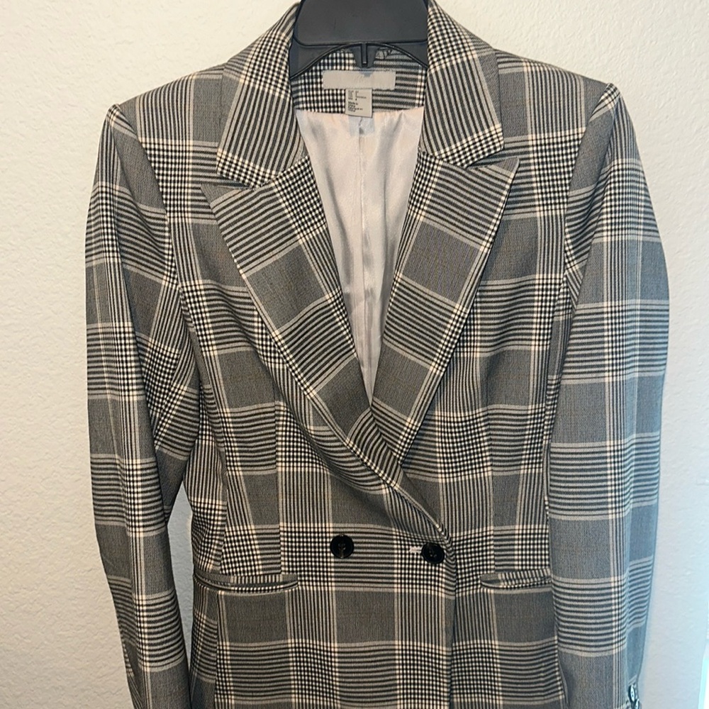 H&M Gray Plaid Blazer